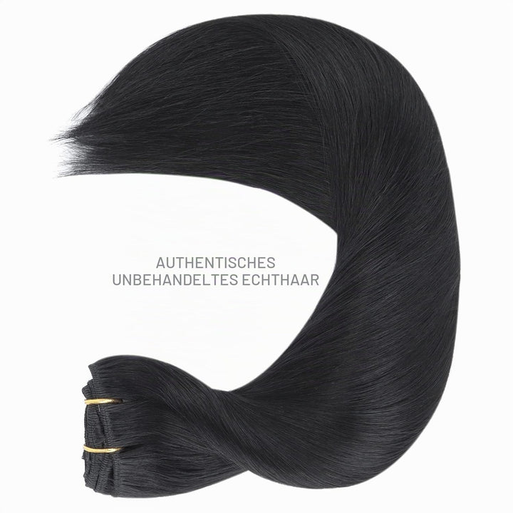 WENNALIFE Clip in Extensions Echthaar, 75g 5pcs 40cm Tief Schwarz Extensions Clip in Remy Clip in Ex