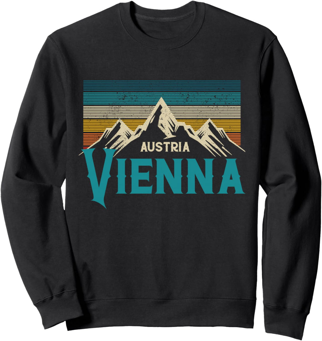 Wien Österreich Vienna Vintage Berge Alpen Ski Souvenir Sweatshirt