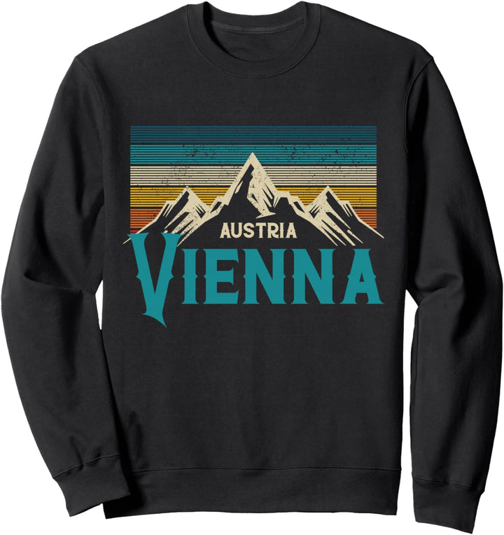 Wien Österreich Vienna Vintage Berge Alpen Ski Souvenir Sweatshirt