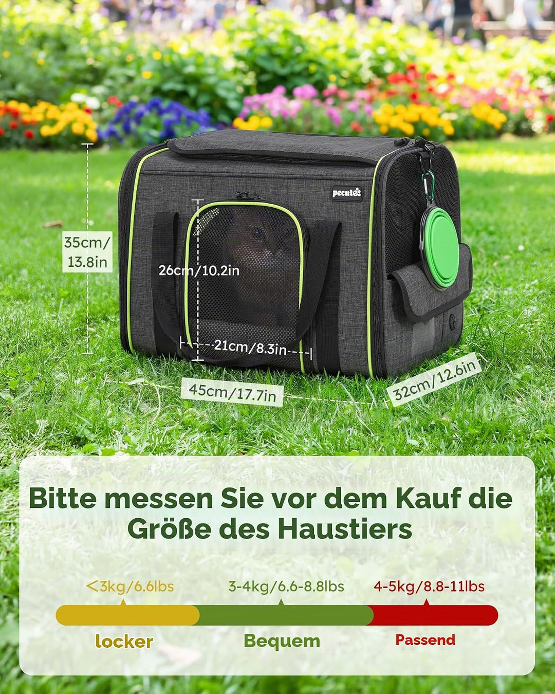 pecute Transportbox Katze,Katzen Transportboxen mit Haustiernest, Faltbare Katzentasche Transporttas