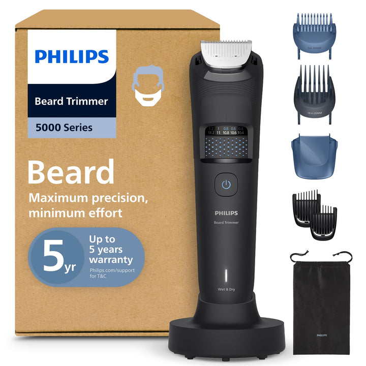 Philips Bartschneider 5000er-Serie – selbstschärfende Metallklingen, 40 Längeneinstellungen, BeardSe