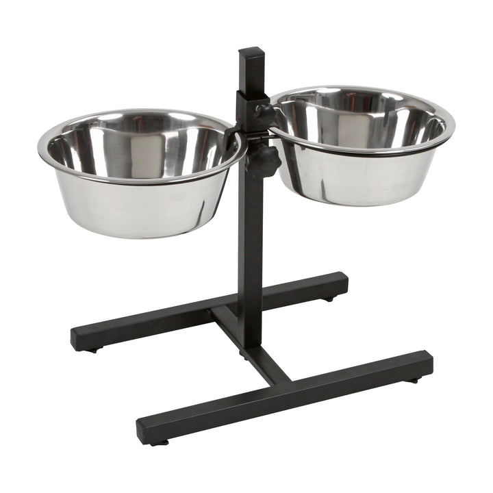 Kerbl Futterbar inklusive Edelstahlnäpfe, Stufenlos Verstellbarer Hunde Fressnapf, 2 x 2800 ml, Höhe