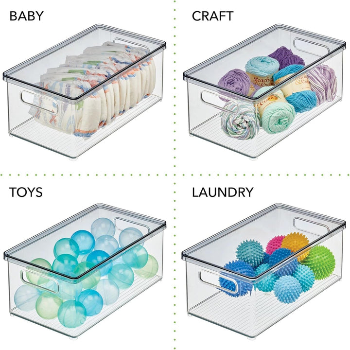mDesign Schreibtischablage für Stifte, Notizzettel und Büroklammern – Aufbewahrungsbox mit Deckel au