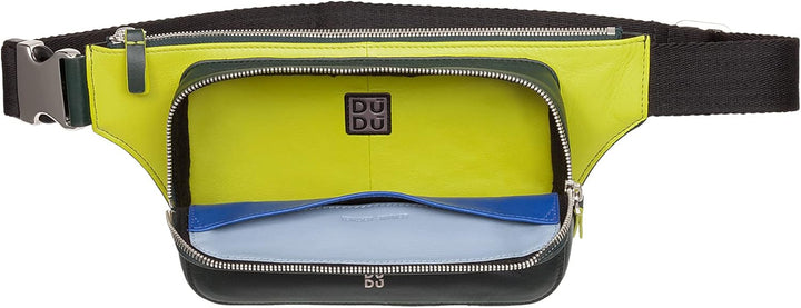 DUDU Herren-Gürteltasche aus gefärbtem Leder, Elegante und grossräumige Gürteltasche für die Reise m