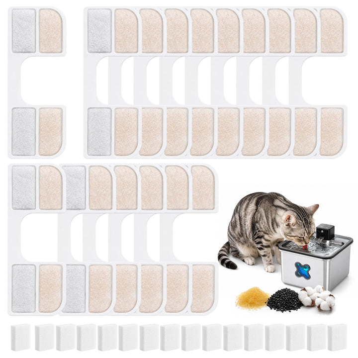16 Stück Katzenbrunnen Filter kompatibel mit FEELNEEDY FN-W17 3,2 L, Ersatzfilter-Set inkl. 16 Aktiv
