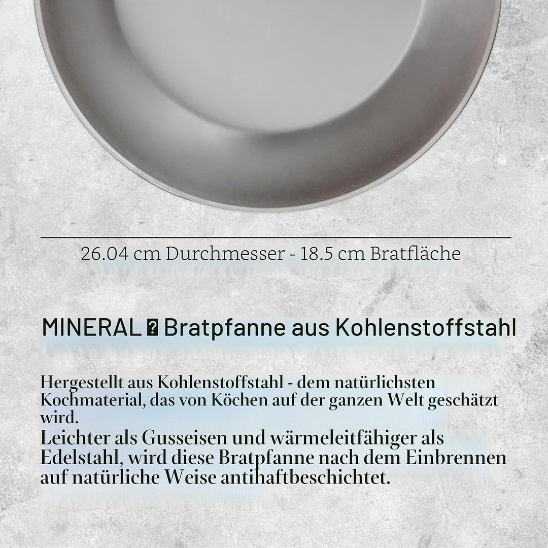 de Buyer - MINERAL B Pfanne aus Stahl - 26 cm - 5610.26, Silber 26 cm Single, 26 cm Single