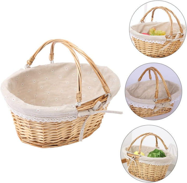Kisangel Romantischer Blumenkorb für Die Hochzeit Weidenkorb mit Griff für Zuhause Hochzeit Party De
