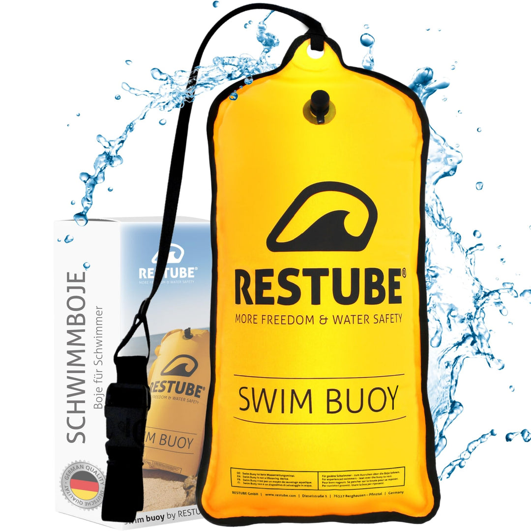 Restube Schwimmboje - Aufblasbare Schwimmhilfe für Schwimmen, Schnorcheln, Triathlon, SUP, Freiwasse