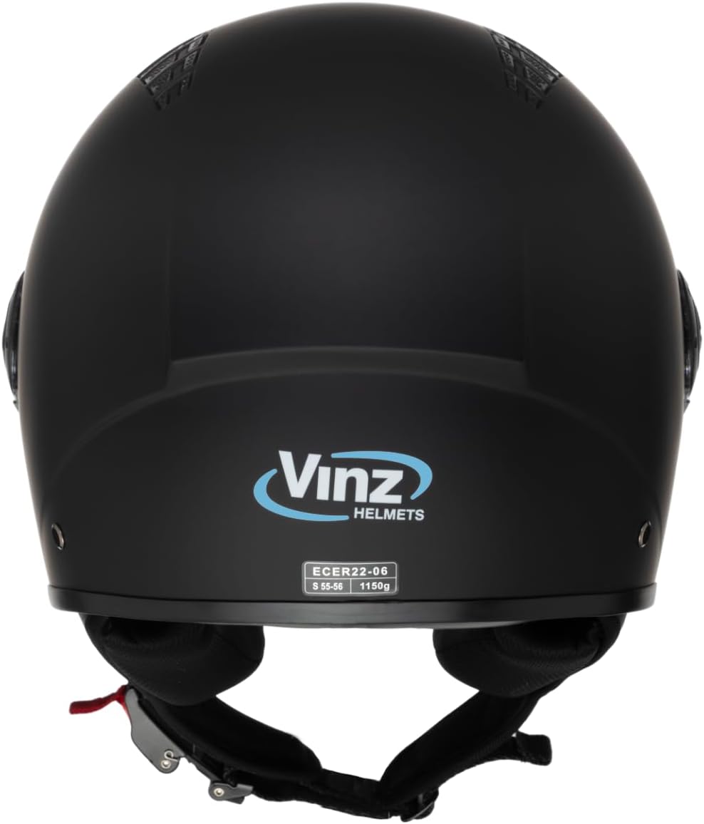 VINZ Como Jethelm mit Visier Herren und Damen | in Gr. XS-XL | Roller Helm Jet Helm Mopedhelm | ECE