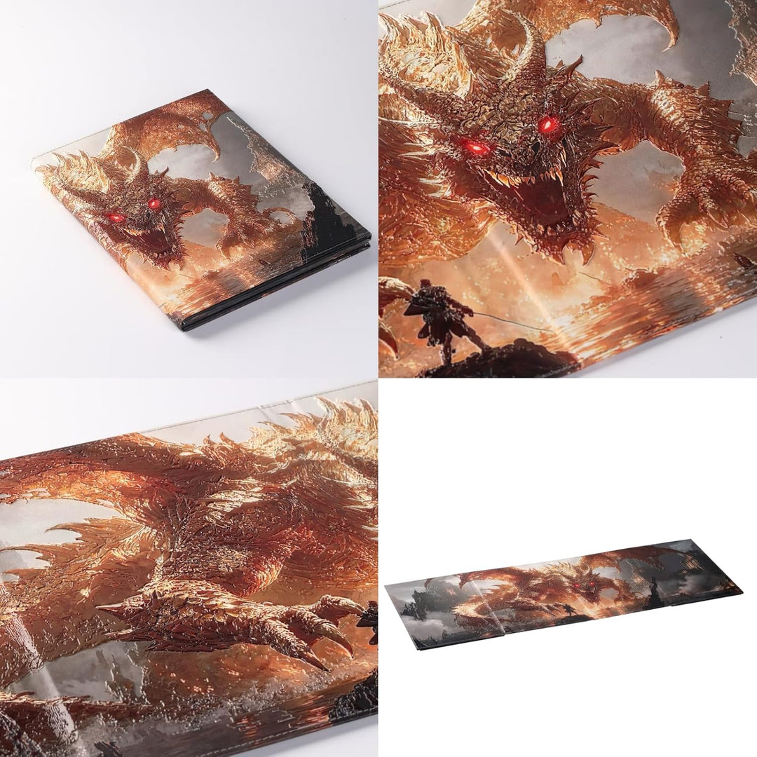 DND DM Screen 8 Panels with Embossed Fabric 2 Swinging Wet Erase Pockets and 8 Cheat Sheets Dungeon