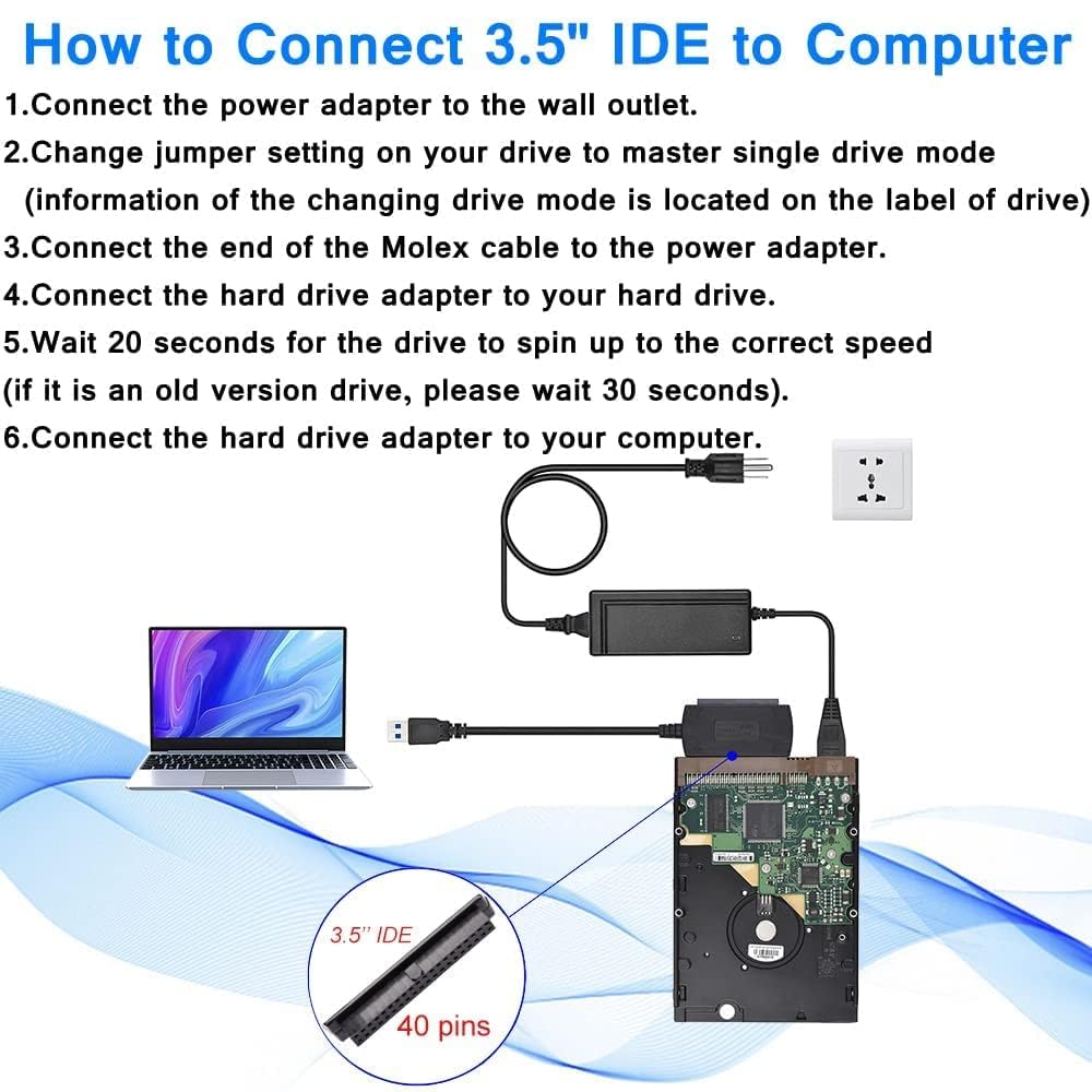 SATA/PATA/IDE-Laufwerk auf USB 2.0 Adapter Konverterkabel für HDD HDD SSD 6.3 cm 8.9 cm mit externem