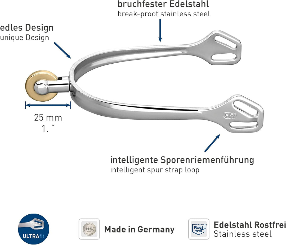 Sprenger - Ultra FIT Sporen Comfort Roller Vertical Edelstahl 25, Edelstahl 25