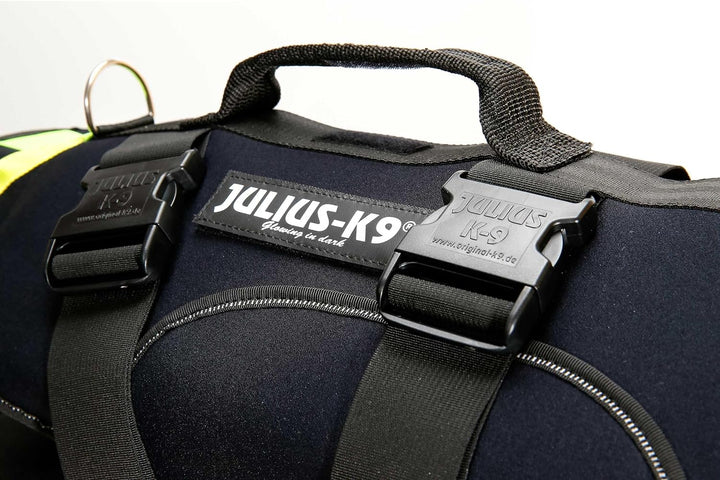 Julius-K9, IDC Multifunktionale Hundeweste 3in1, Grösse: XL, Schwarz und Neon XL Schwarz und UV Oran