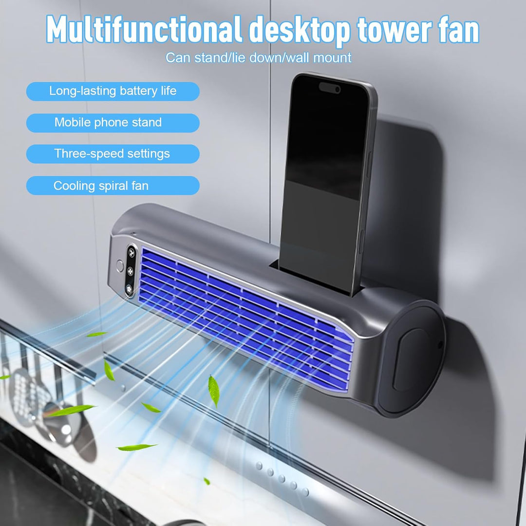 2000 mAh Akku Camping Ventilator, Tragbare Tischventilator Leise USB Ventilator für Büro, Reisen, Kü