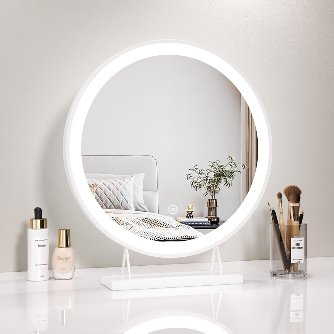 Heilmetz LED Tischspiegel mit Beleuchtung Φ40cm Rund Schminkspiegel 3 Lichtfarbe Warmweiss/Neutral/K