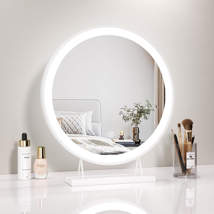 Heilmetz LED Tischspiegel mit Beleuchtung Φ40cm Rund Schminkspiegel 3 Lichtfarbe Warmweiss/Neutral/K