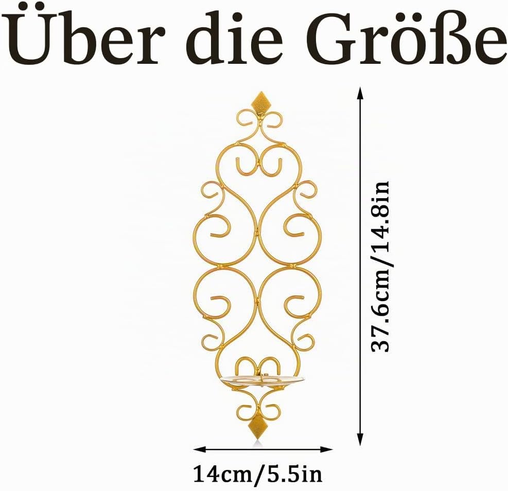Sziqiqi Wandkerzenhalter Wandleuchter Kerzenständer Kerzenhalter Kerzenleuchter aus Metall 2er Set,