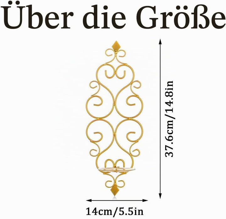 Sziqiqi Wandkerzenhalter Wandleuchter Kerzenständer Kerzenhalter Kerzenleuchter aus Metall 2er Set,