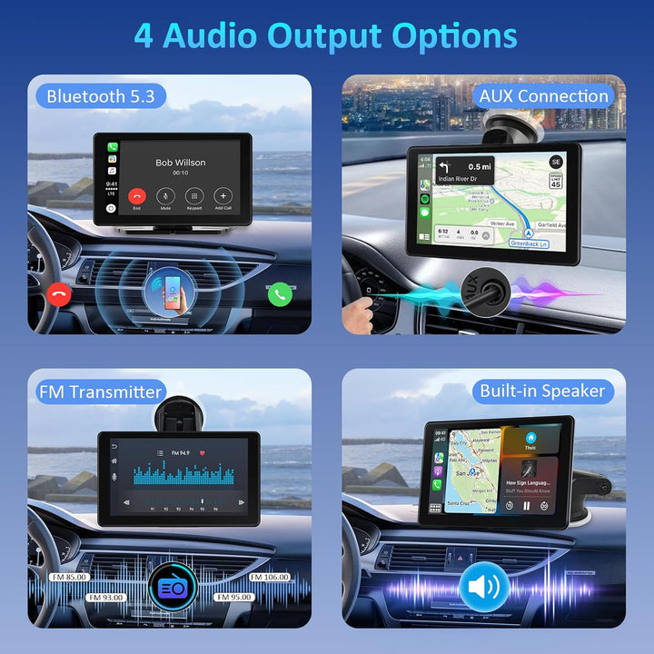 Carplay Display Autoradio, 7 Zoll HD IPS Android Auto Display, Wireless Apple Carplay Bildschirm mit
