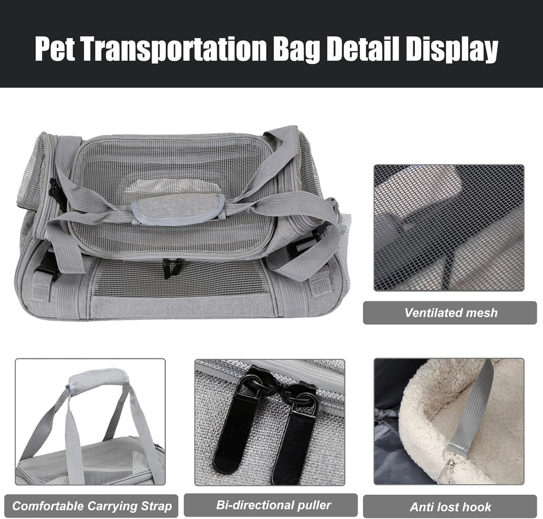 Transporttasche für Haustiere+ Fleecematte, Transporttasche für Katzen und Kleinere Hunde bis 10 kg,