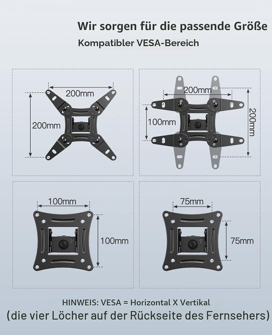 PERLESMITH TV Wandhalterung, Schwenkbare Neigbare TV Halterung für 13-43 Zoll Flach &amp; Curved Fernseh