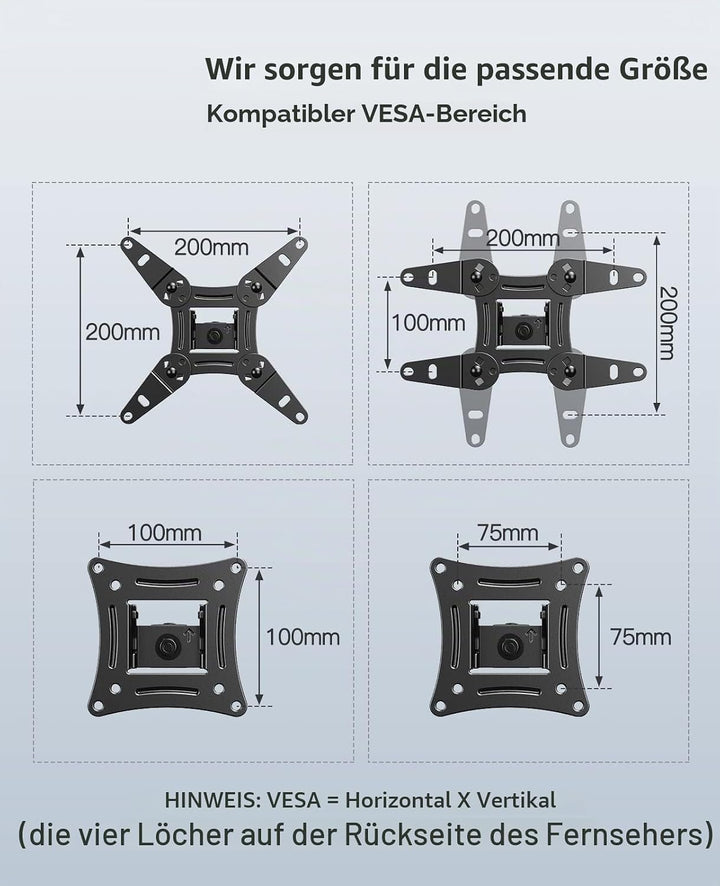 PERLESMITH TV Wandhalterung, Schwenkbare Neigbare TV Halterung für 13-43 Zoll Flach &amp; Curved Fernseh