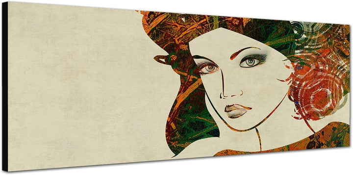 Paul Sinus Art Panoramabild auf Leinwand und Keilrahmen 120x40cm Gemälde Mädchen Gesicht Portrait