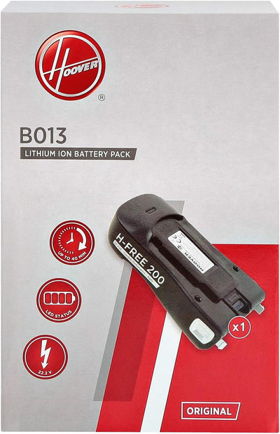 Hoover B013 Lithium-Akku für Staubsauger, wiederaufladbar, 22,2 V, schwarz, Original-Akku, für Staub