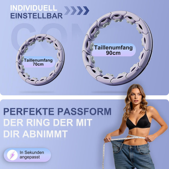 Hula Hoop mit Gewicht Kugel mit Zähler,15 Knoten Umfang (70-93cm),Smart Hula Hoop Reifen Erwachsene