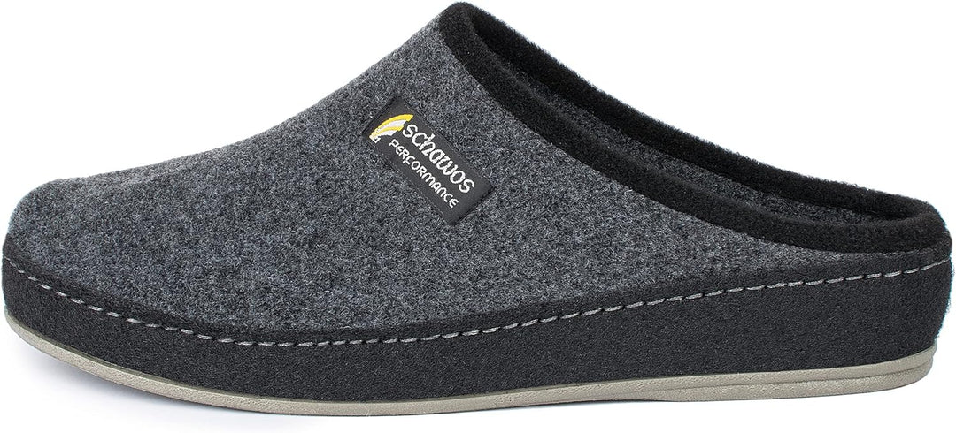 SCHAWOS Herren Filz Hausschuh 6030 mit Fussbett Feste Sohle rutschhemmend 41 EU Grau, 41 EU Grau