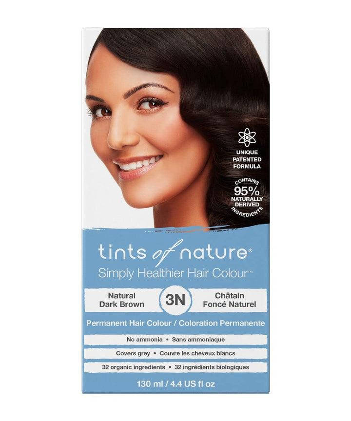 Tints of Nature 3N Natural Dark Brown Permanent Hair Dye, Vegan 130ml | Creates beautiful dark brown