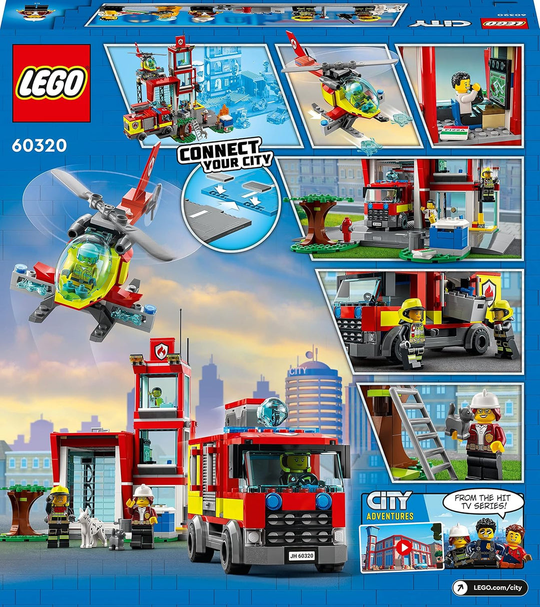 LEGO 60320 City Feuerwache, Feuerwehr-Spielzeug für Kinder ab 6 Jahren mit Garage, Feuerwehrauto und