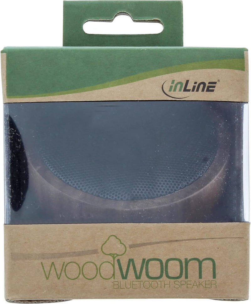 InLine 55380H woodwoom, Mini Bluetooth Walnuss-Holz Lautsprecher, 52mm, braun