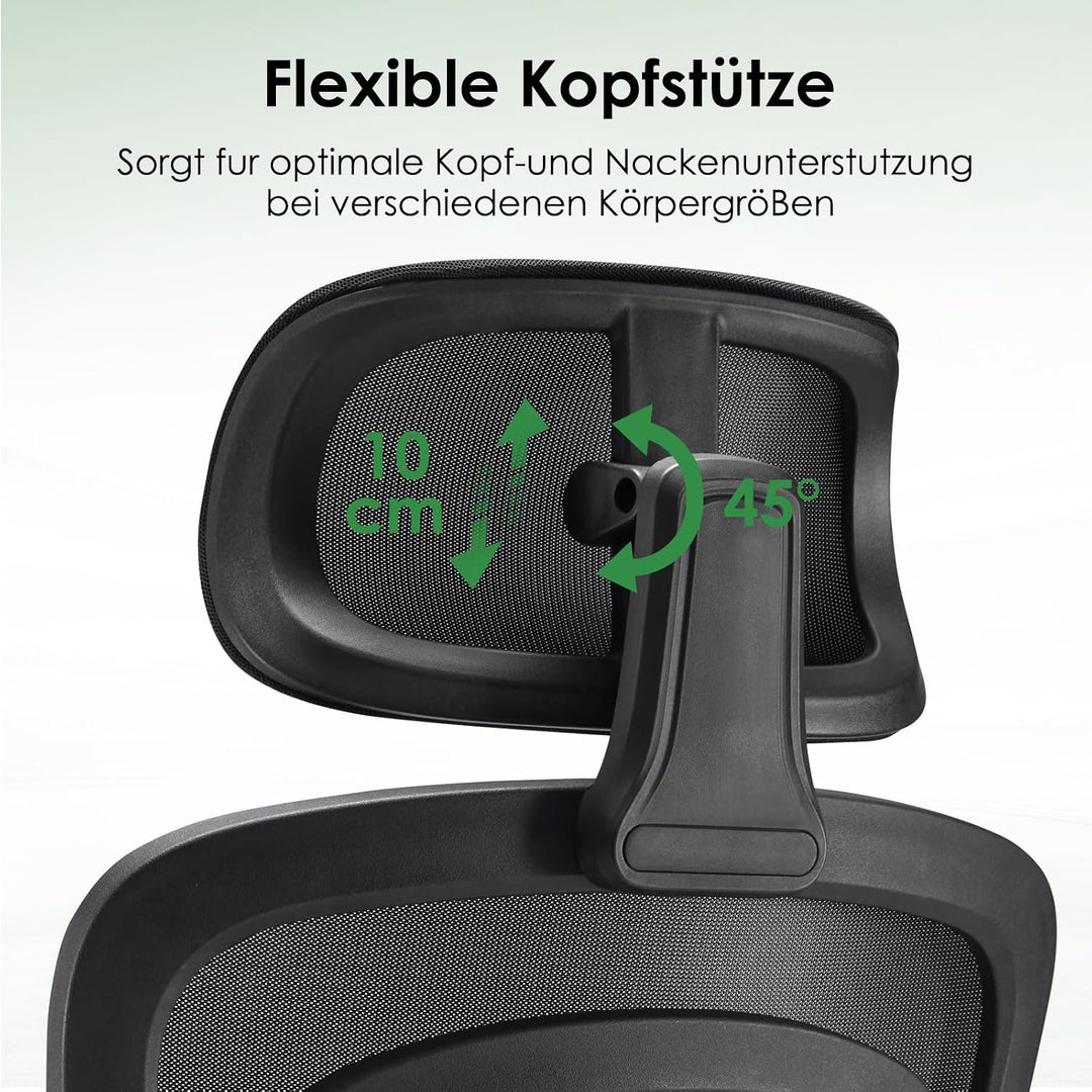 Farini Schreibtischstuhl mit Kleiderständer Bürostuhl Ergonomisch mit Verstellbarer Kopfstütze, Offi
