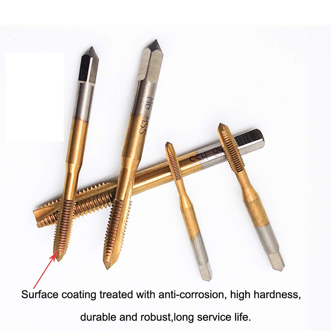 QISF 5 Stück HSS Gewindebohrer | Handgewindebohrer | Schälanschnitt Titan Handwerker Satz | M3 M4 M5