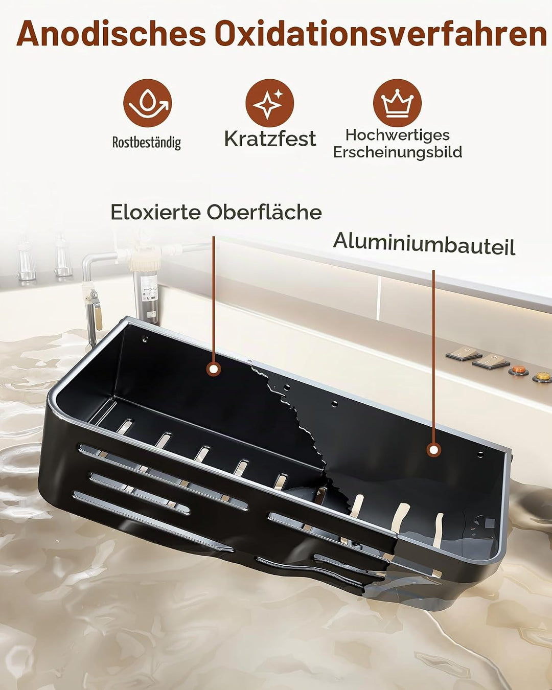 Orimade Duschablage zum Hänge Aluminium-Duschregal zum Hängen, Verstellbare Duschkorb ohne Bohren,2