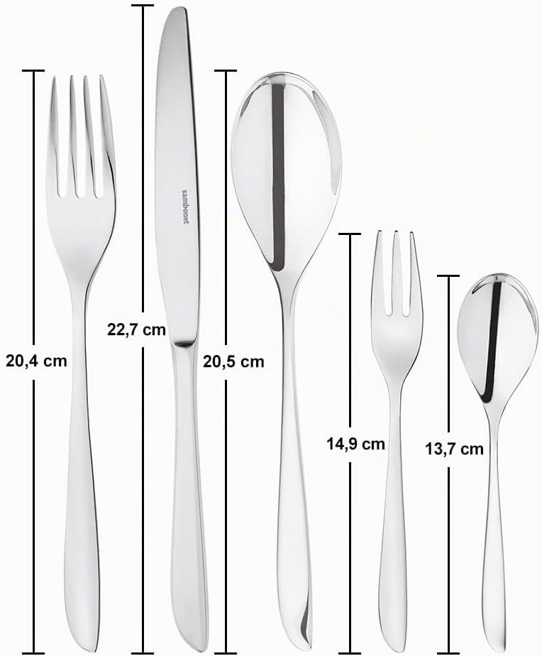 Sambonet Leaf 52163-G6 18/10 Stainless Steel Crockery Set for 6 People, 30 Pieces: 6 Forks, 6 Spoons