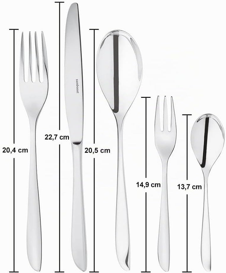 Sambonet Leaf 52163-G6 18/10 Stainless Steel Crockery Set for 6 People, 30 Pieces: 6 Forks, 6 Spoons