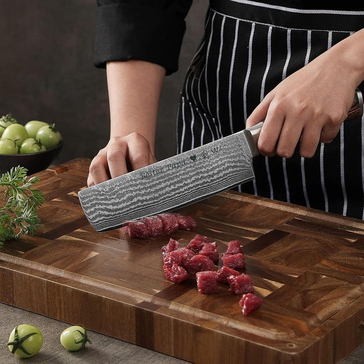 Wakoli EDIB 3er Damastmesser Set mit Gravur – Personalisiertes Messer-Set, Chefmesser, Nakiri & Allz