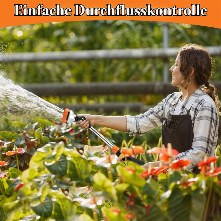 Giessstab 47CM Lang Handbrause Garten Brause mit 8 Sprühbilder Daumensteuerung Gartenschlauch Düse A