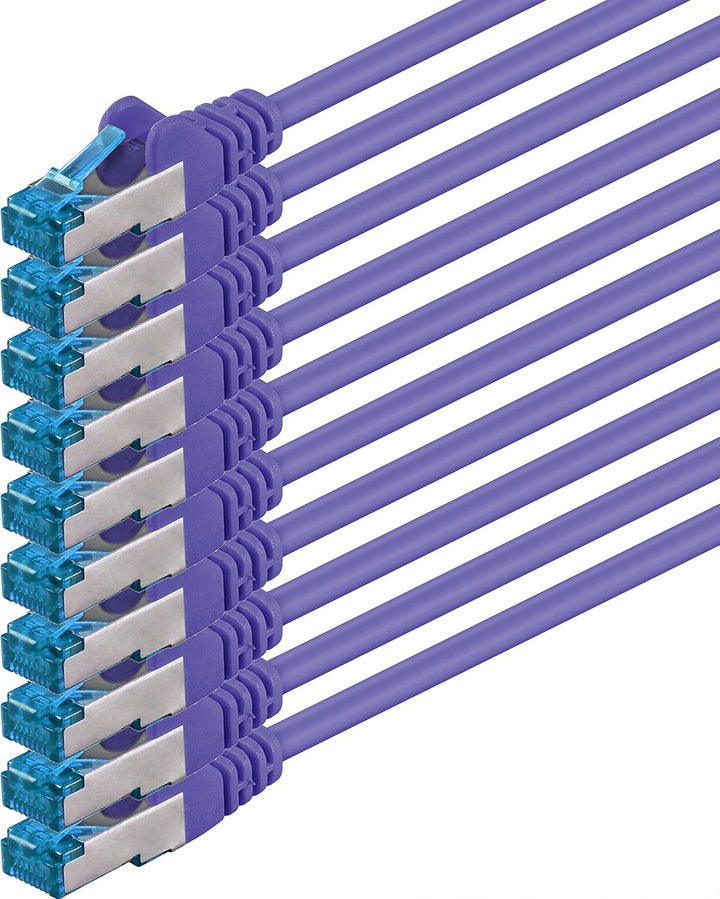 5m - CAT6a - Netzwerkkabel violett - 10 Stück CAT 6 A Patchkabel 10000 Mbit s SFTP PIMF 500 MHz komp