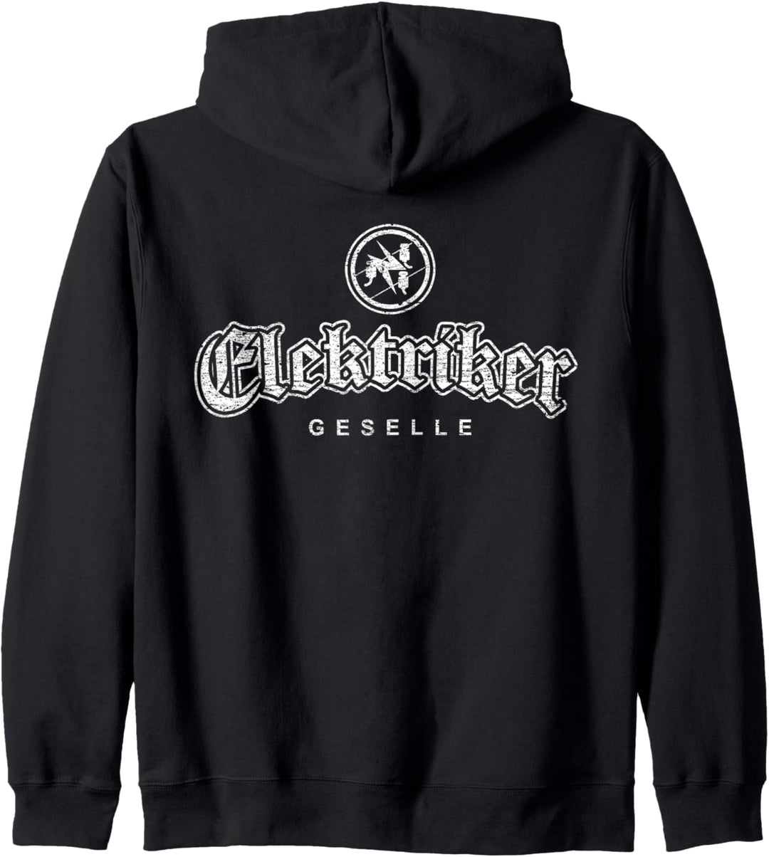 Zunftzeichen Elektriker Geselle in alt-gotischer Schrift Kapuzenjacke