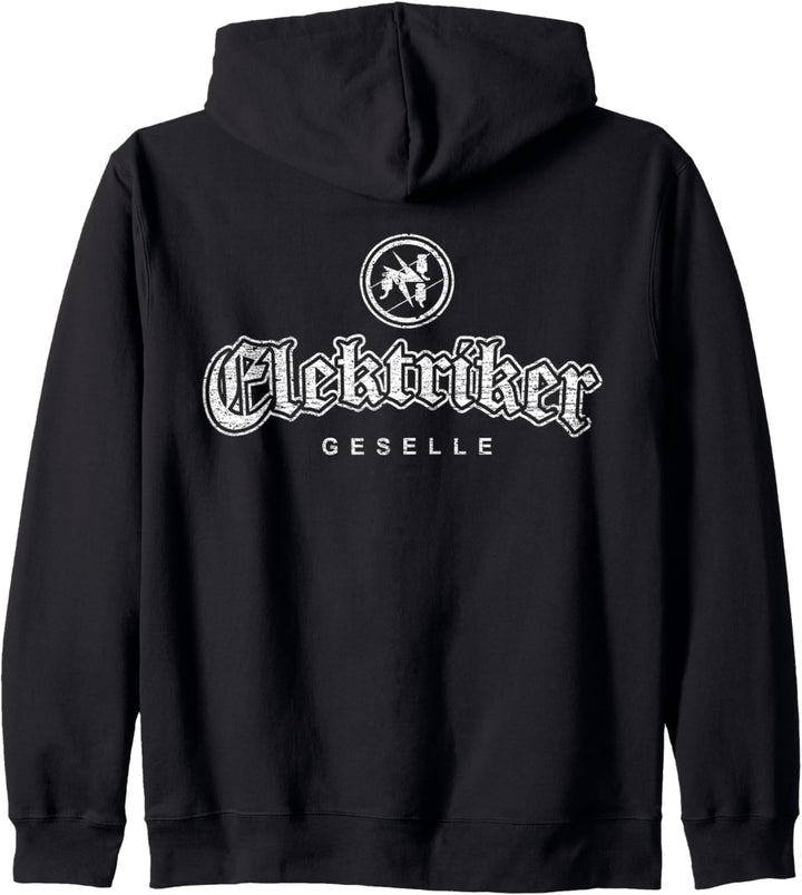 Zunftzeichen Elektriker Geselle in alt-gotischer Schrift Kapuzenjacke