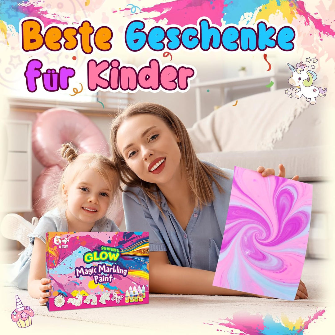 Hapikids Bastelset Kinder ab 6 7 8 9 Jahre, Wassermarmorierungsfarbe für Kinder Basteln Mädchen 7 8