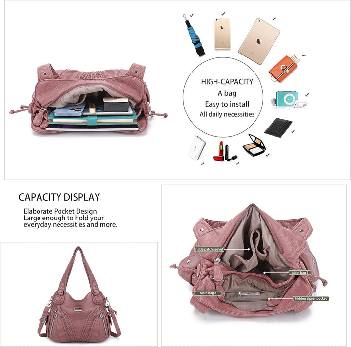 Angelkiss Frauen Top Griff Satchel Handtaschen Schultertasche Messenger Tote Washed Leder Geldbörsen