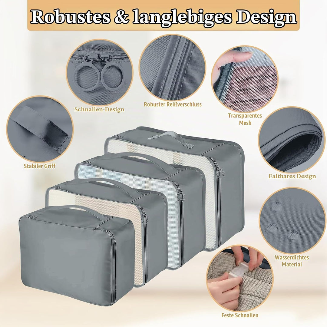 13 Stück Koffer Organizer Set, Packing Cubes, Wasserdichte Kofferorganizer für Urlaub und Reisen, Tr