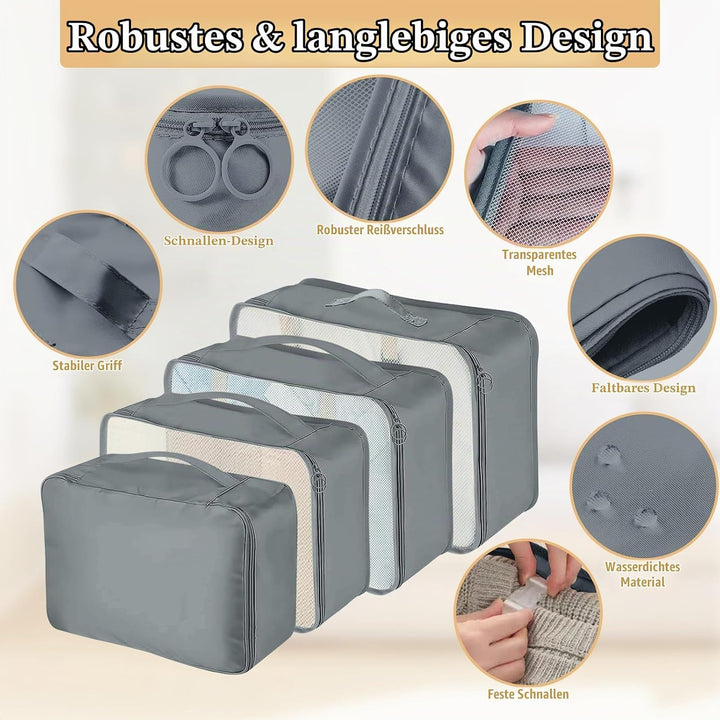 13 Stück Koffer Organizer Set, Packing Cubes, Wasserdichte Kofferorganizer für Urlaub und Reisen, Tr