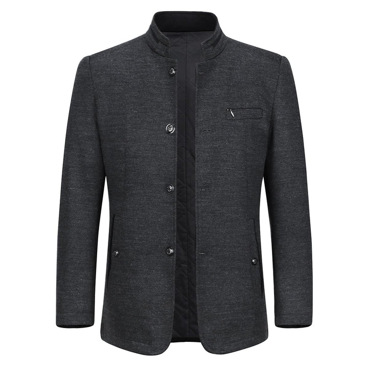 Allthemen Wintermantel Herren Kurzmantel Slim Fit Mantel mit Stehkragen Wolle Warm Wollmantel Busine