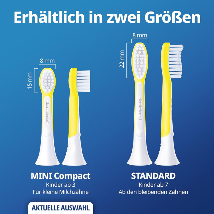 demirdental Kinder Ersatzbürsten passend für Philips Sonicare Kids, Compact Mini Bürstenköpfe für 3-