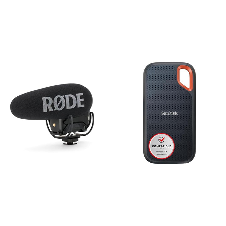 RØDE VideoMic Pro+ Premium Shotgun-Mikrofon & SanDisk Extreme Portable SSD 1 TB, Bundle mit SSD 1 TB